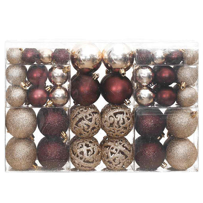 vidaXL Christmas Baubles 100 pcs Champagne and Brown 3 / 4 / 6 cm