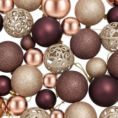 vidaXL Christmas Baubles 100 pcs Champagne and Brown 3 / 4 / 6 cm