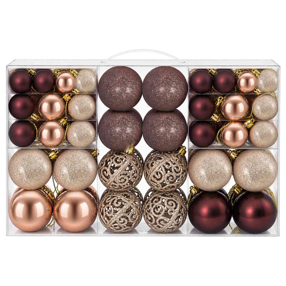 vidaXL Christmas Baubles 100 pcs Champagne and Brown 3 / 4 / 6 cm