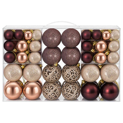 vidaXL Christmas Baubles 100 pcs Champagne and Brown 3 / 4 / 6 cm