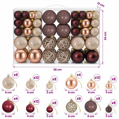 vidaXL Christmas Baubles 100 pcs Champagne and Brown 3 / 4 / 6 cm