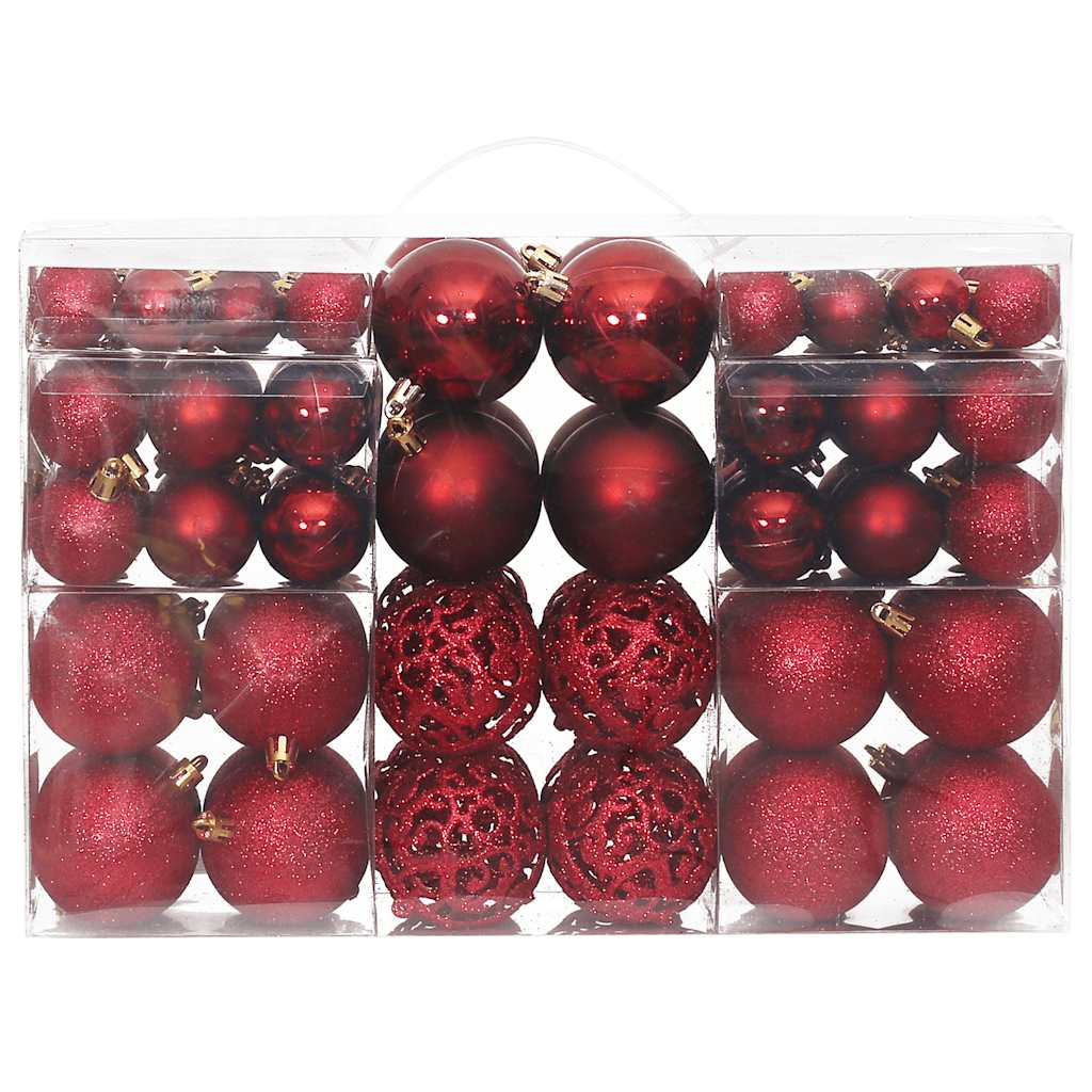 vidaXL Christmas Baubles 100 pcs Wine Red 3 / 4 / 6 cm