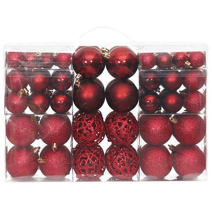 vidaXL Christmas Baubles 100 pcs Wine Red 3 / 4 / 6 cm