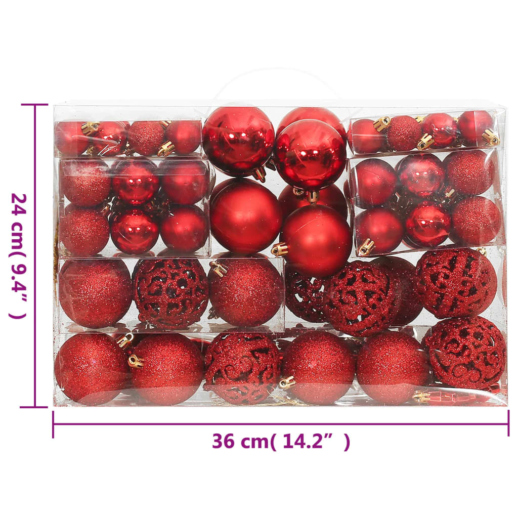 vidaXL 111 Piece Christmas Bauble Set Red Polystyrene