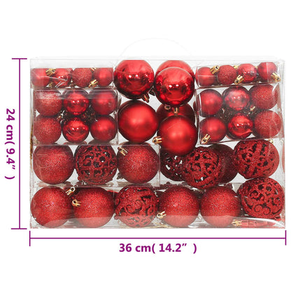 vidaXL 111 Piece Christmas Bauble Set Red Polystyrene