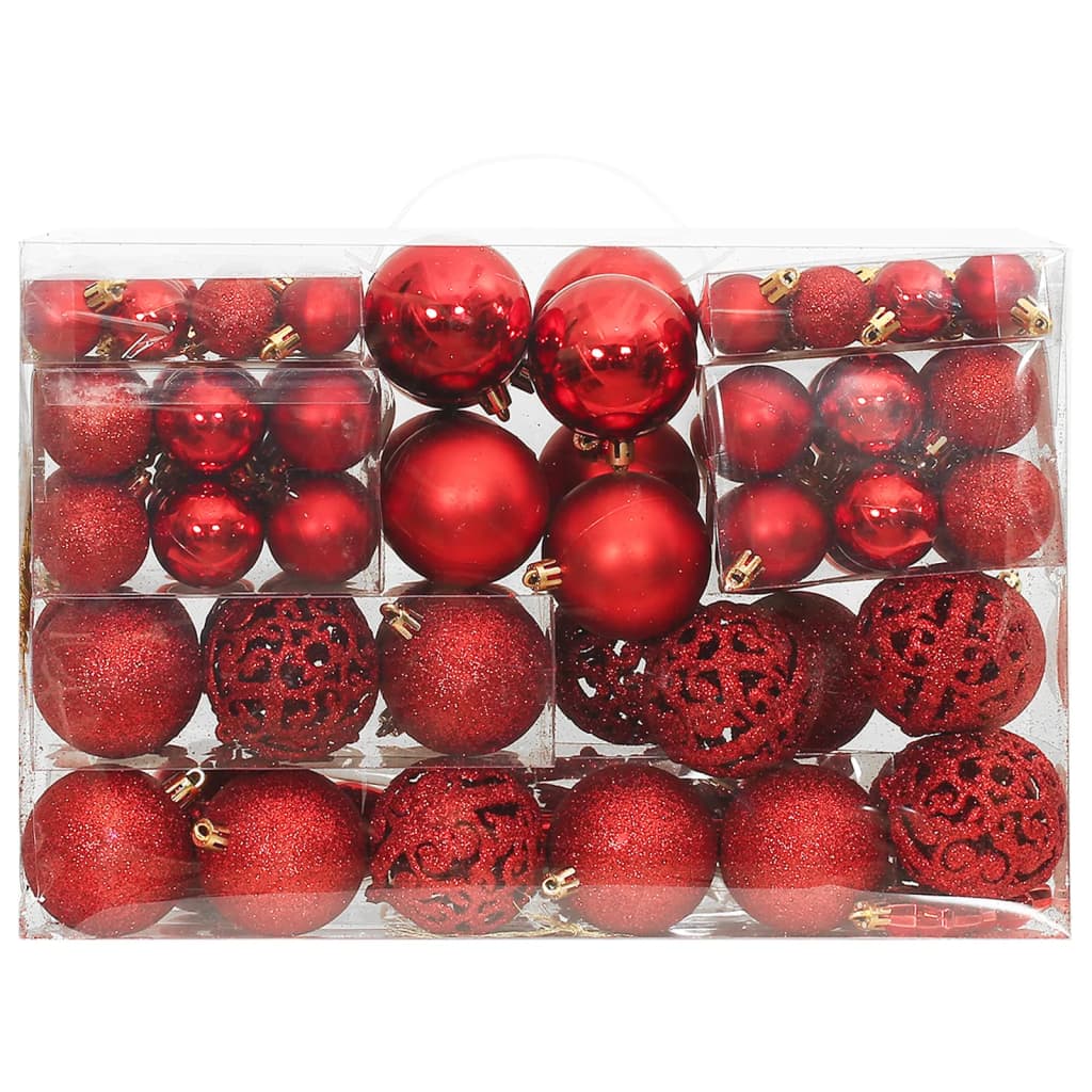 vidaXL 111 Piece Christmas Bauble Set Red Polystyrene