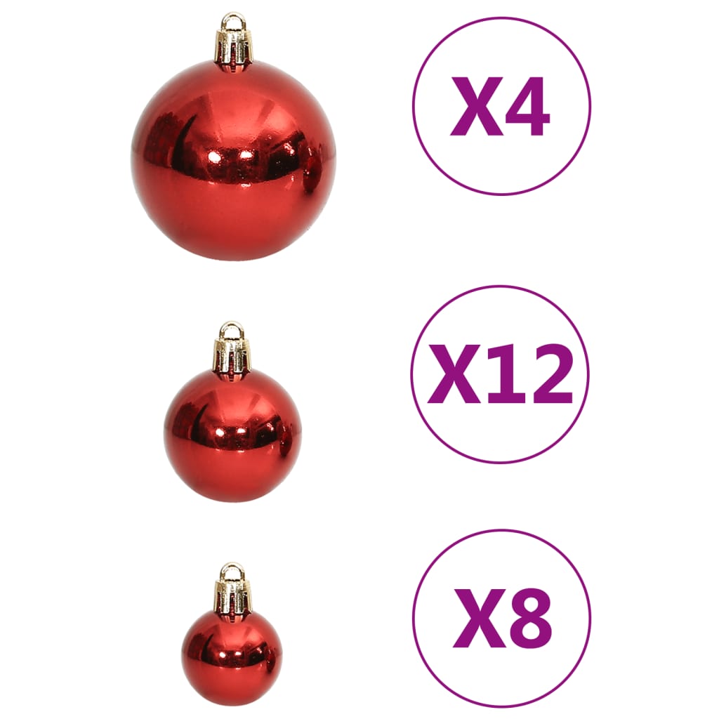 vidaXL 111 Piece Christmas Bauble Set Red Polystyrene
