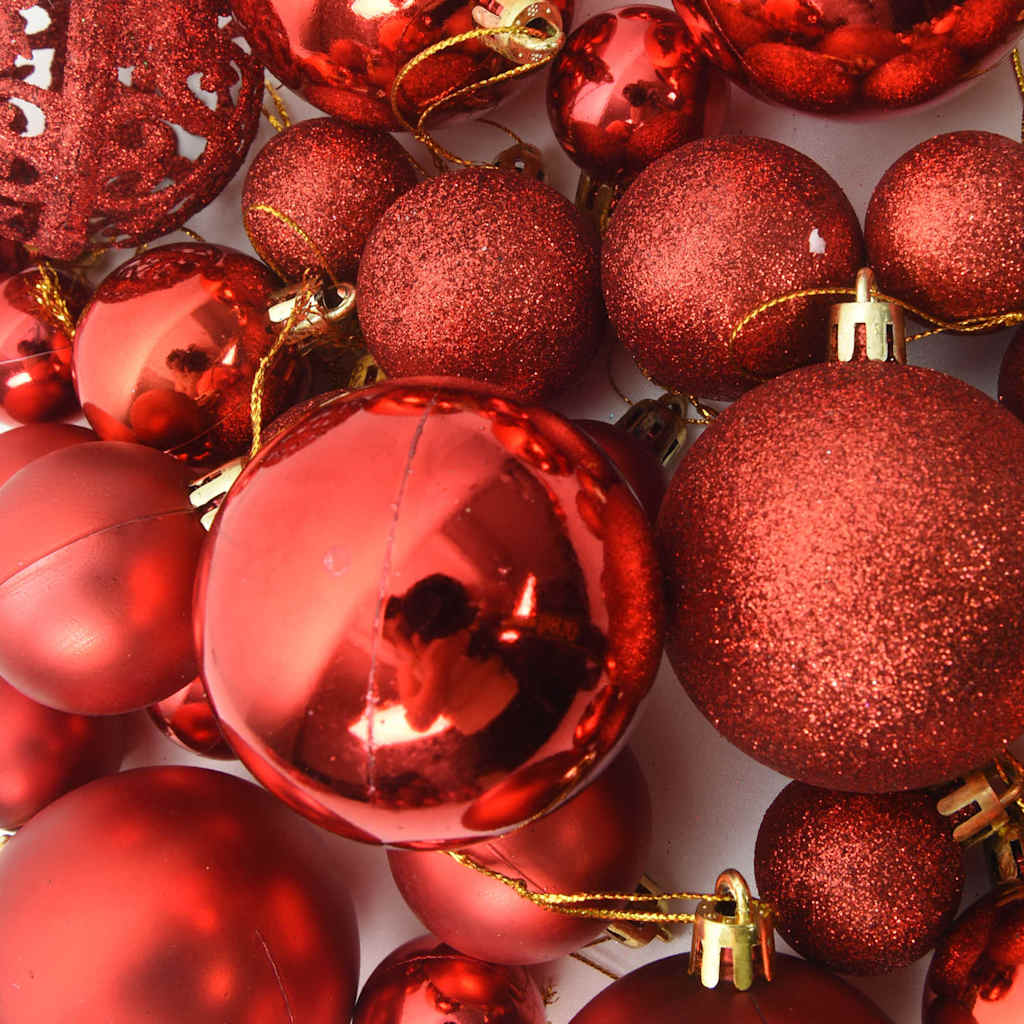 vidaXL 111 Piece Christmas Bauble Set Red Polystyrene