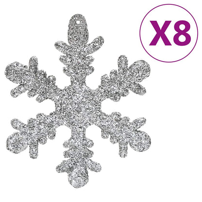 vidaXL 111 Piece Christmas Bauble Set Silver Polystyrene
