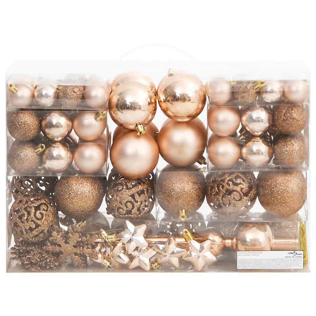vidaXL 111 Piece Christmas Bauble Set Rose Gold Polystyrene