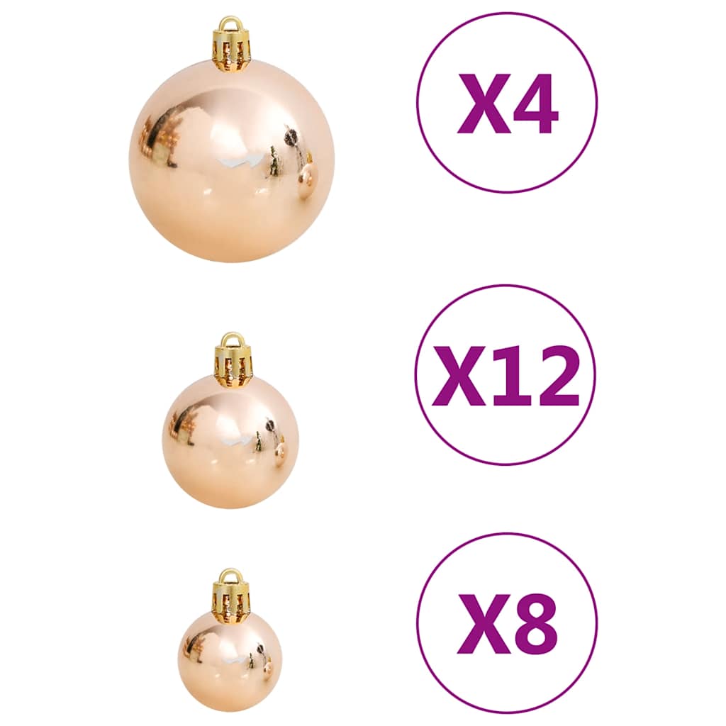 vidaXL 111 Piece Christmas Bauble Set Rose Gold Polystyrene