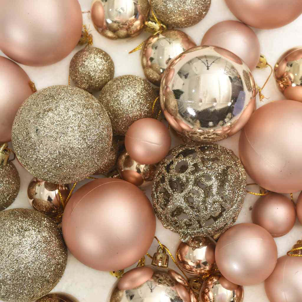 vidaXL 111 Piece Christmas Bauble Set Rose Gold Polystyrene