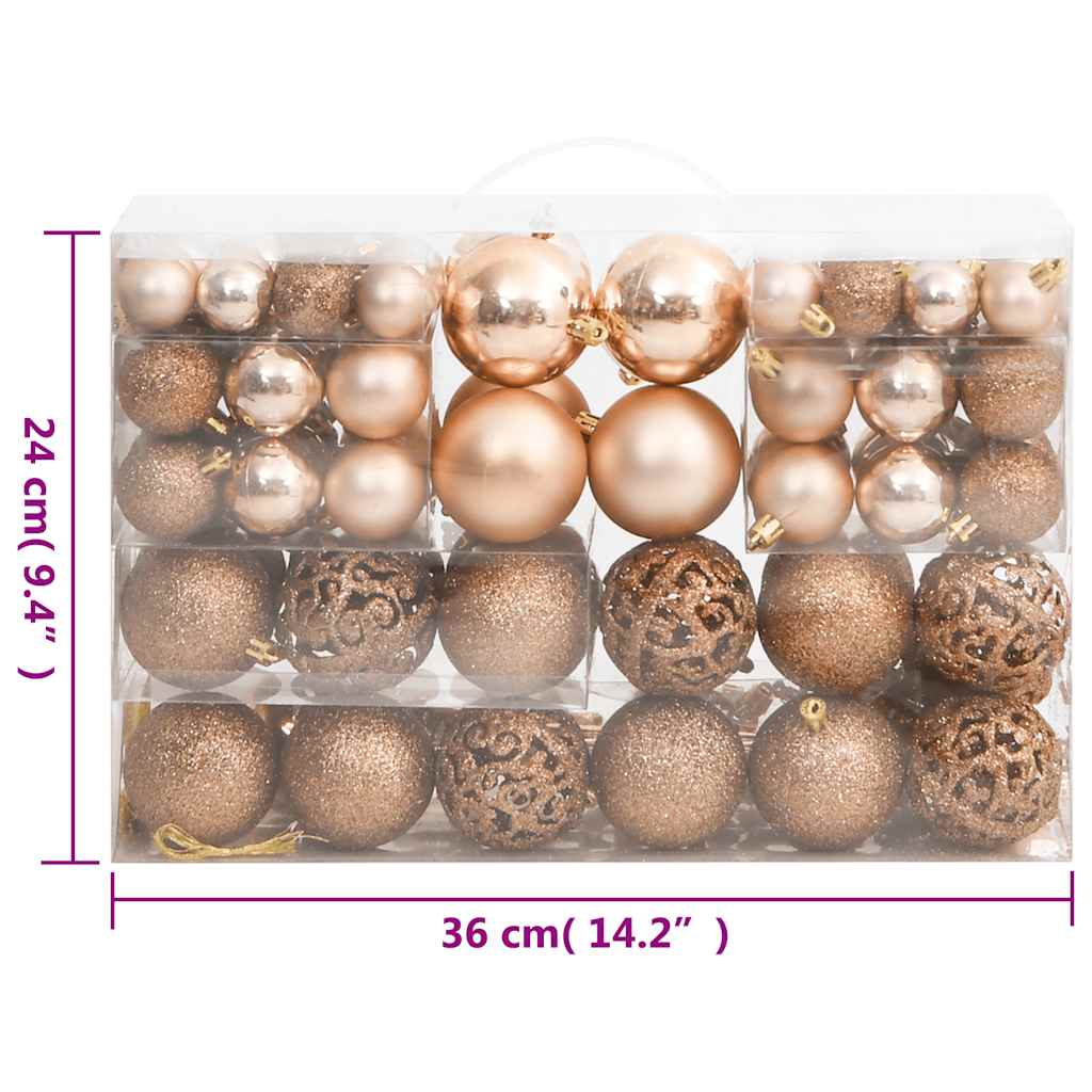 vidaXL 111 Piece Christmas Bauble Set Rose Gold Polystyrene