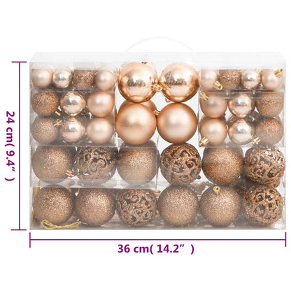 vidaXL 111 Piece Christmas Bauble Set Rose Gold Polystyrene