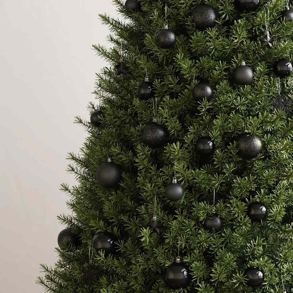 vidaXL 111 Piece Christmas Bauble Set Black Polystyrene
