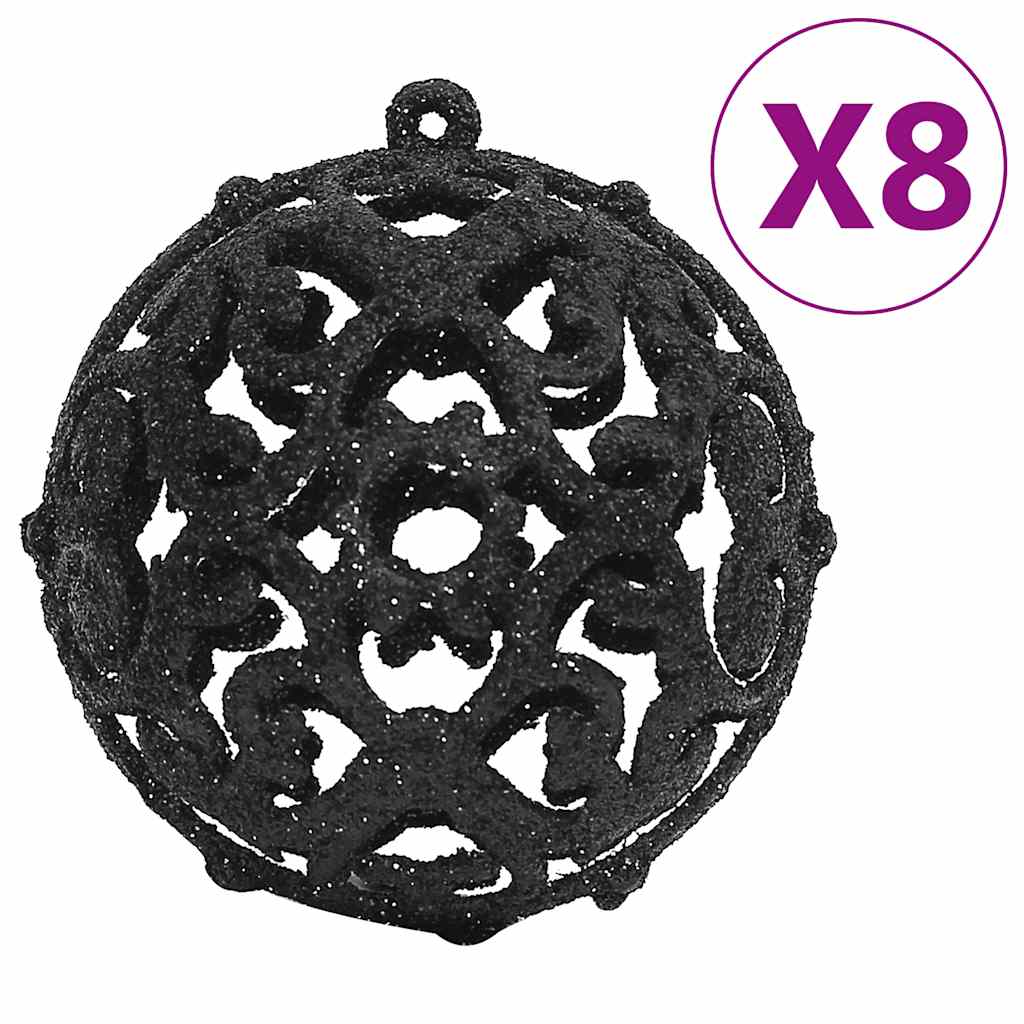 vidaXL 111 Piece Christmas Bauble Set Black Polystyrene