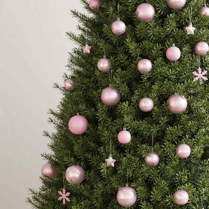 vidaXL 111 Piece Christmas Bauble Set Pink Polystyrene