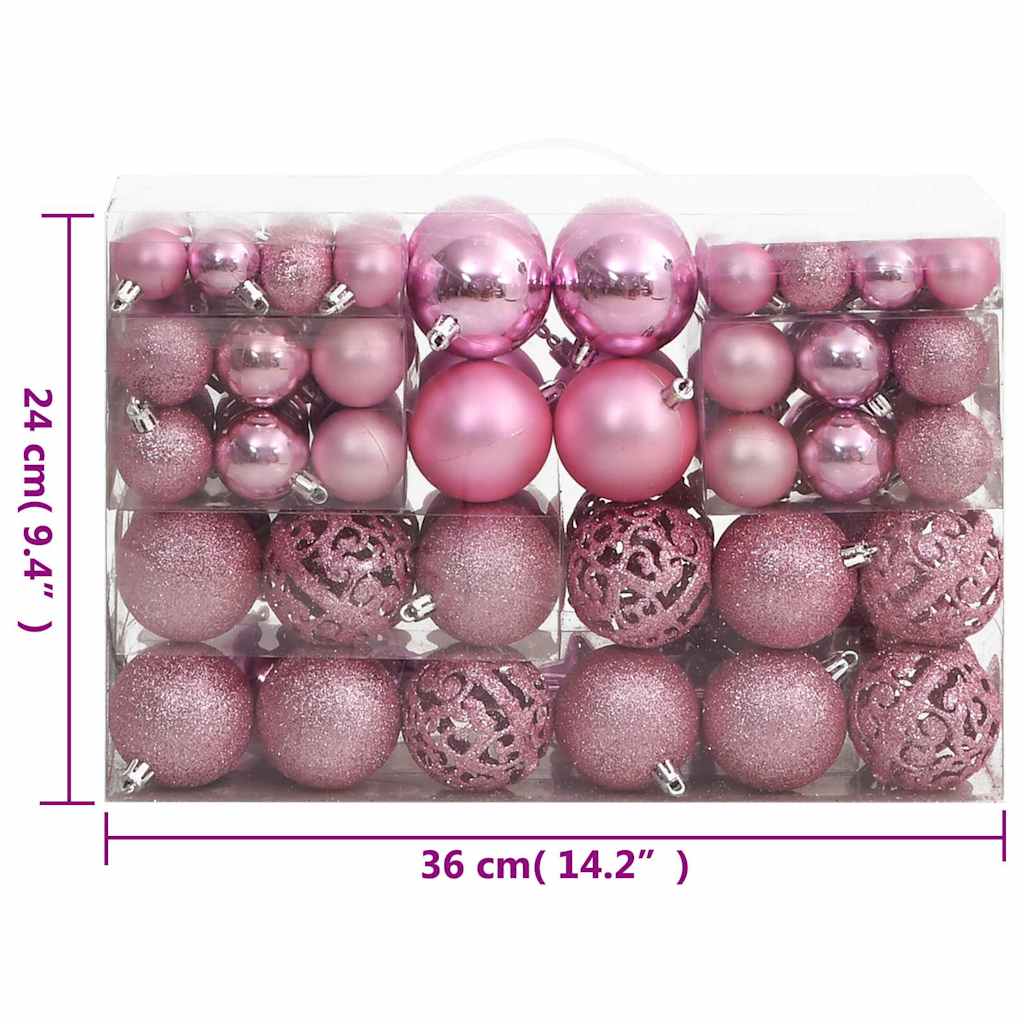 vidaXL 111 Piece Christmas Bauble Set Pink Polystyrene