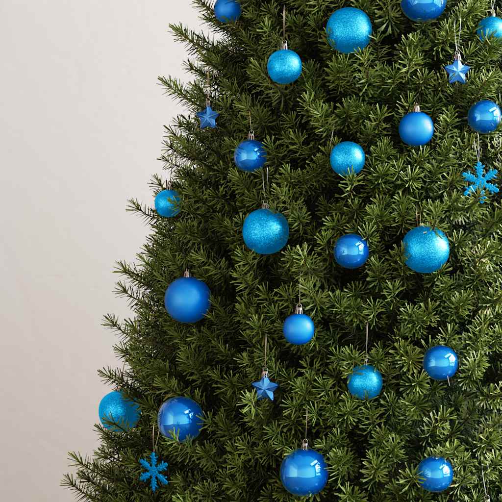 vidaXL 111 Piece Christmas Bauble Set Blue Polystyrene