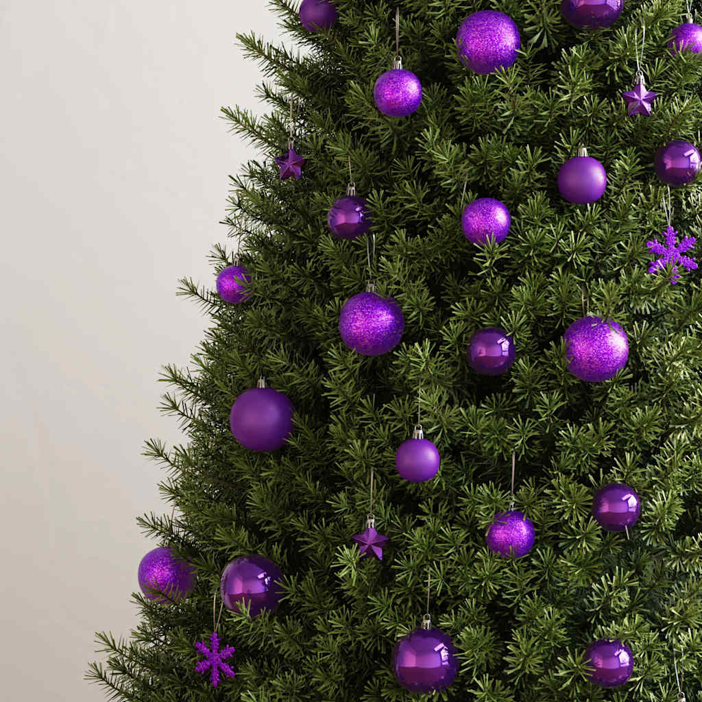 vidaXL 111 Piece Christmas Bauble Set Purple Polystyrene
