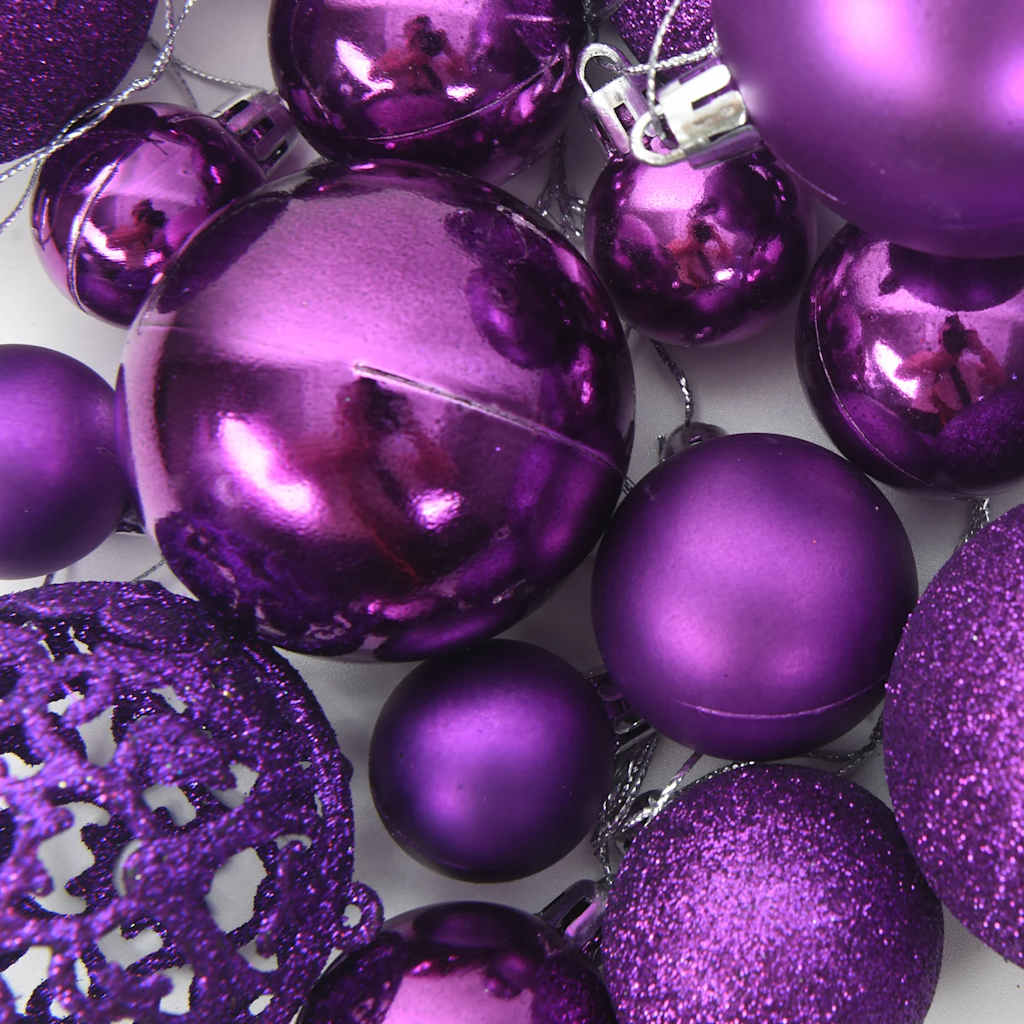 vidaXL 111 Piece Christmas Bauble Set Purple Polystyrene
