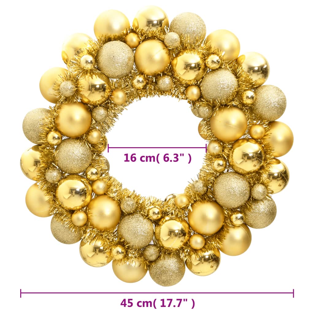 vidaXL Christmas Wreath Gold 45 cm Polystyrene
