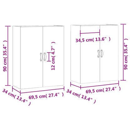 vidaXL Wall Mounted Cabinets 2 pcs Concrete Grey 69.5x34x90 cm