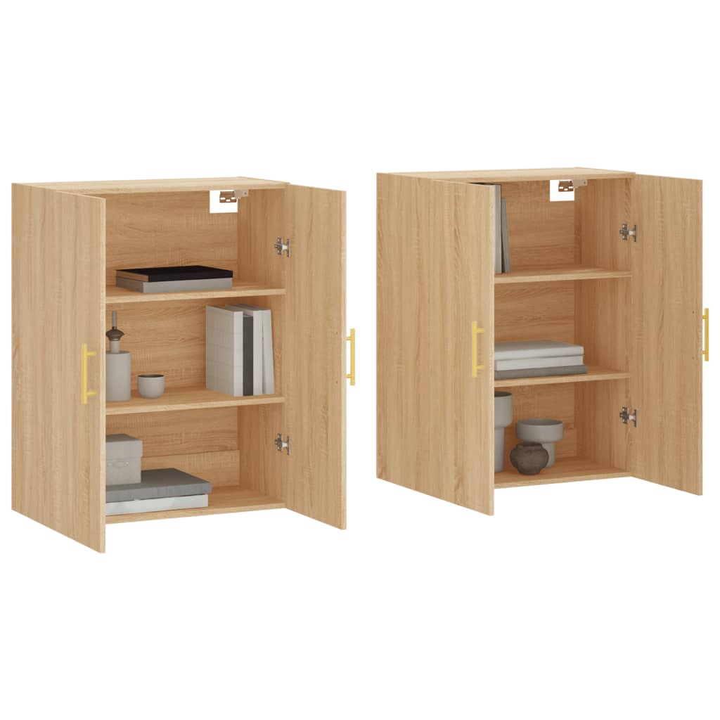 vidaXL Wall Mounted Cabinets 2 pcs Sonoma Oak 69,5x34x90 cm