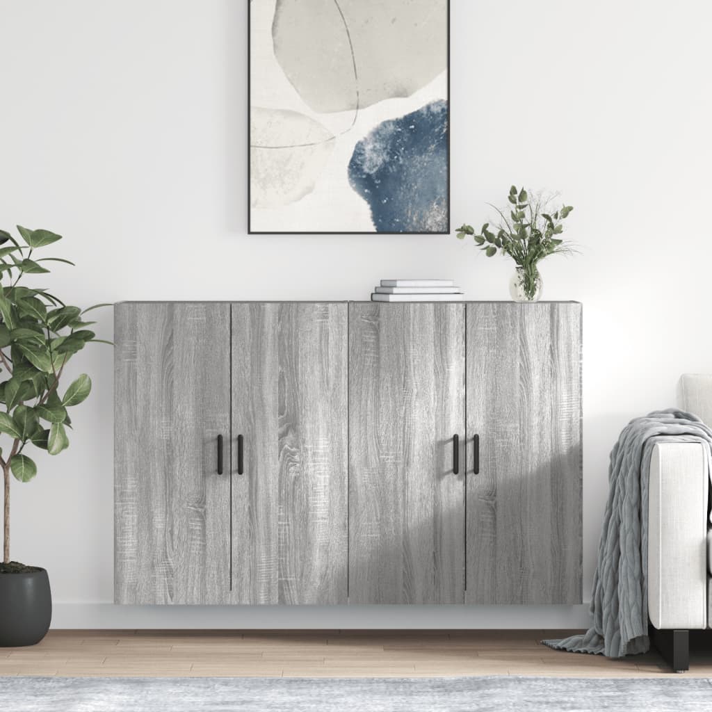 vidaXL Wall Mounted Cabinets 2 pcs Grey Sonoma 69.5x34x90 cm