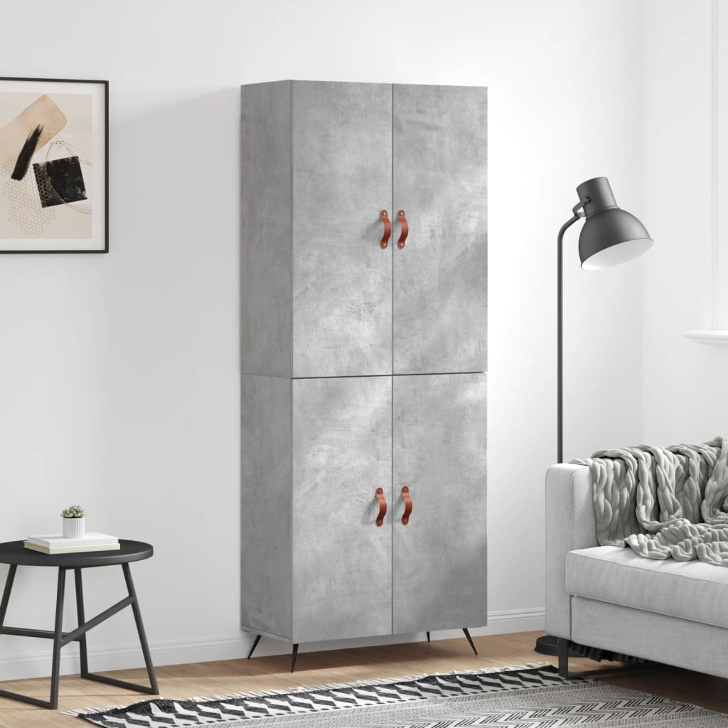vidaXL Highboard Concrete Grey 69,5x34x180 cm Engineered Wood