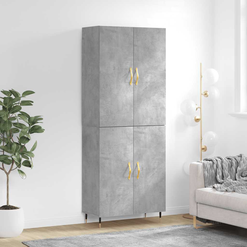 vidaXL Highboard Concrete Grey 69.5x34x180 cm Engineered Wood