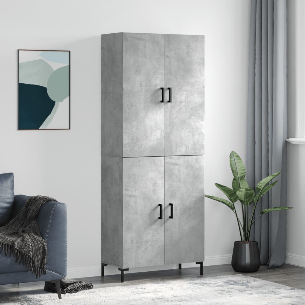 vidaXL Highboard Concrete Grey 69,5x34x180 cm Engineered Wood
