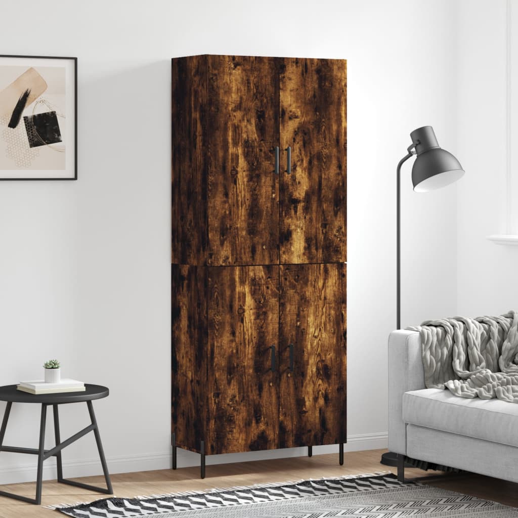 vidaXL Highboard Smoked Oak 69,5x34x180 cm Engineered Wood