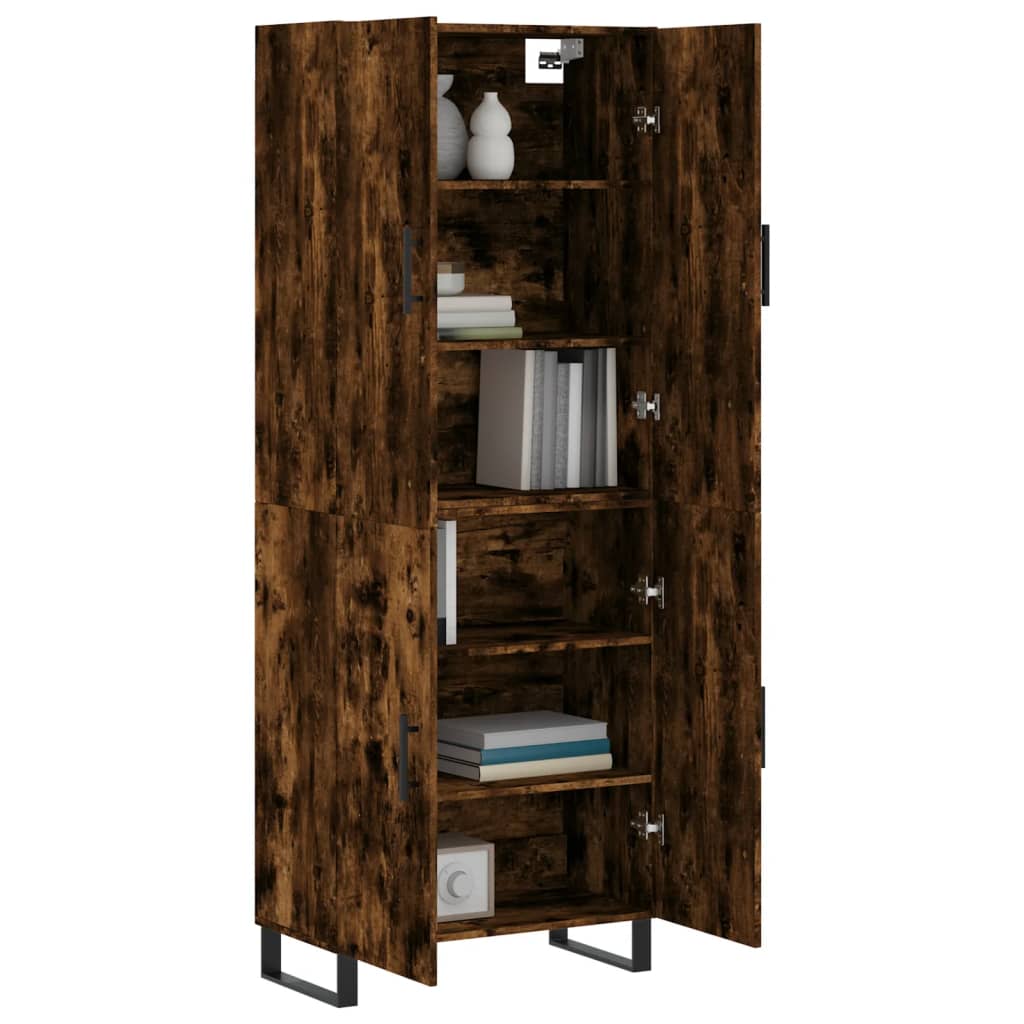 vidaXL Highboard Smoked Oak 69.5x34x180 cm Engineered Wood