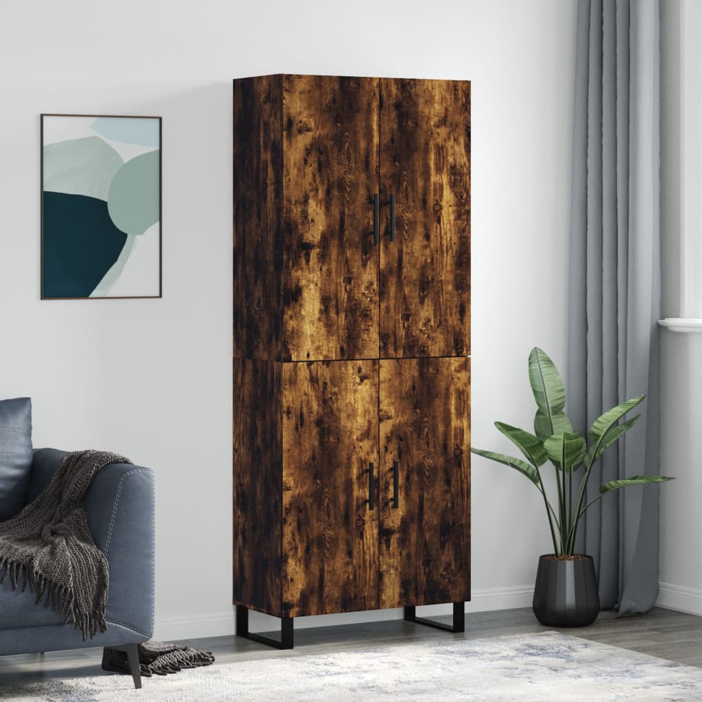 vidaXL Highboard Smoked Oak 69.5x34x180 cm Engineered Wood