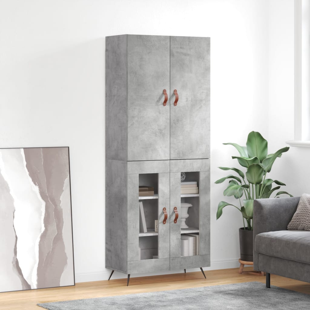 vidaXL Highboard Concrete Grey 69,5x34x180 cm Engineered Wood