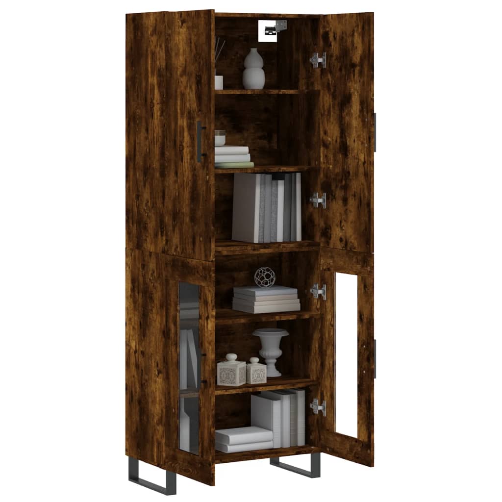 vidaXL Highboard Smoked Oak 69.5x34x180 cm Engineered Wood