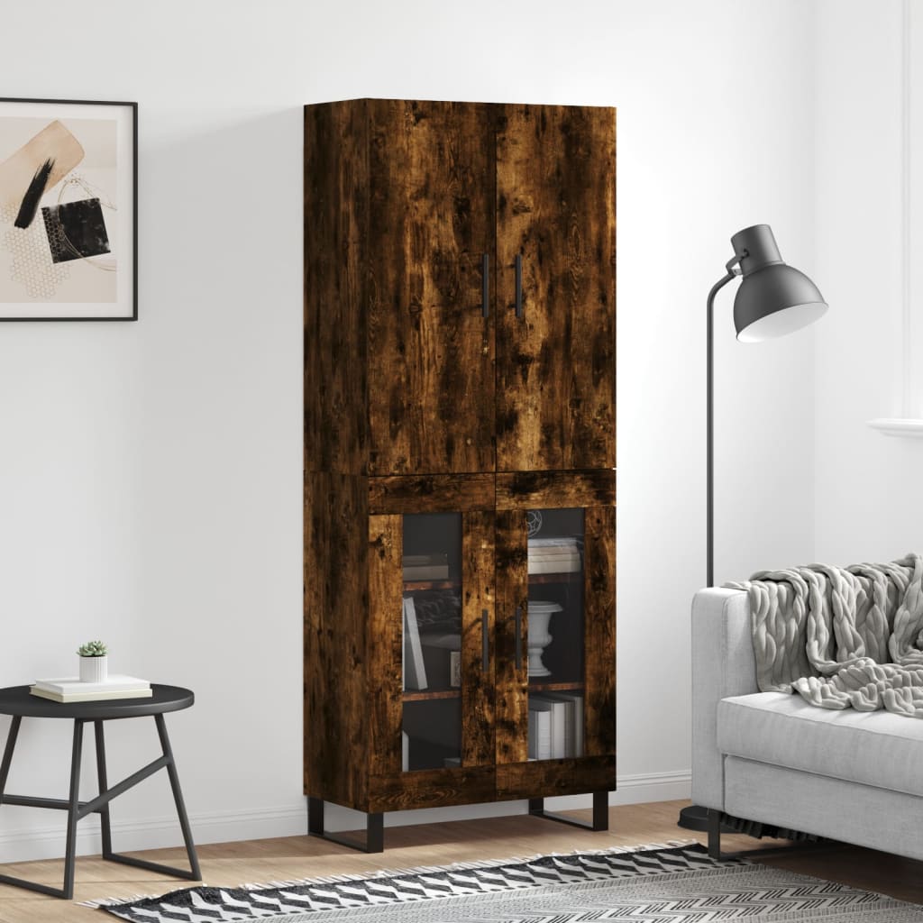 vidaXL Highboard Smoked Oak 69.5x34x180 cm Engineered Wood