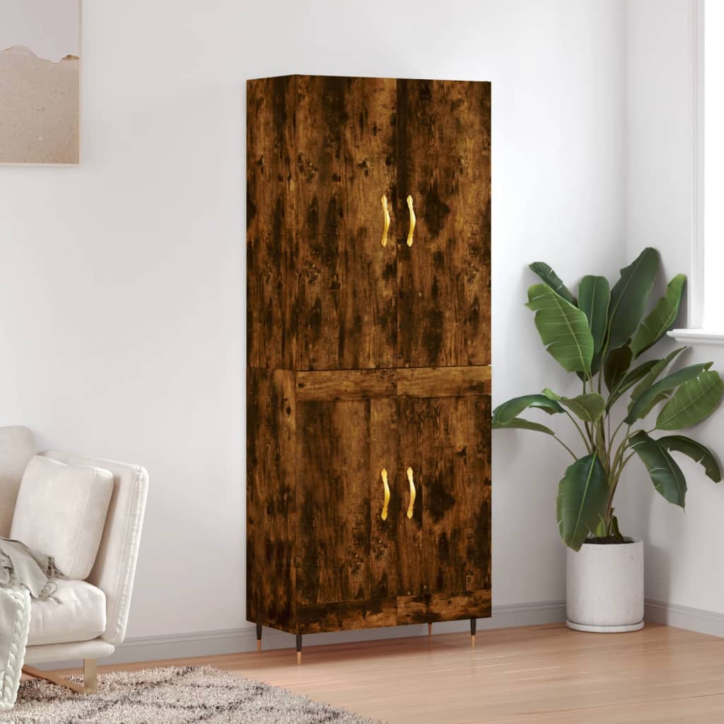vidaXL Highboard Smoked Oak 69.5x34x180 cm Engineered Wood