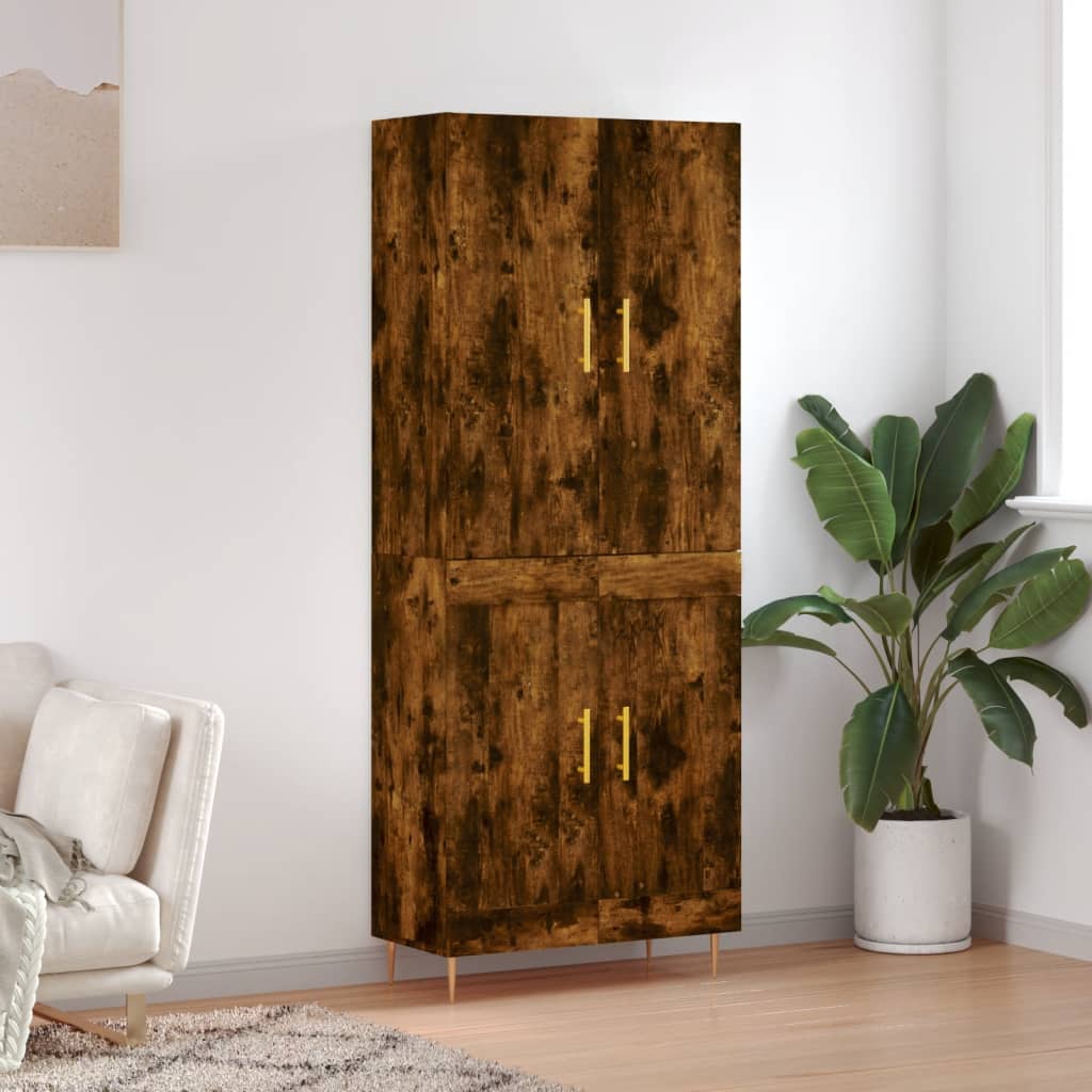 vidaXL Highboard Smoked Oak 69,5x34x180 cm Engineered Wood