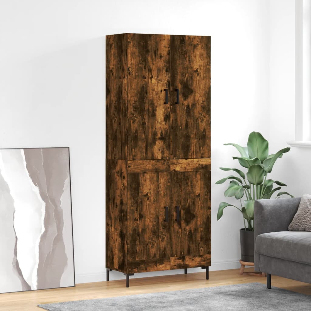 vidaXL Highboard Smoked Oak 69,5x34x180 cm Engineered Wood
