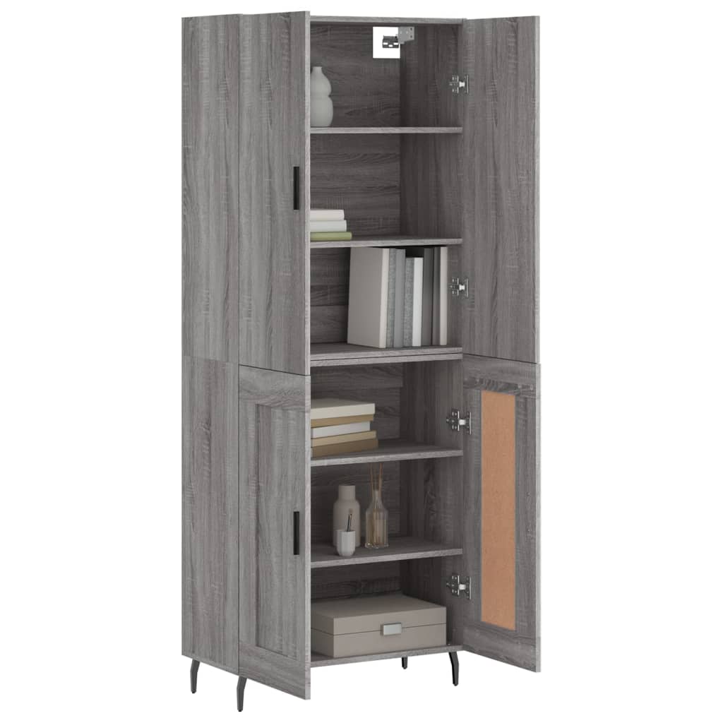 vidaXL Highboard Grey Sonoma 69,5x34x180 cm Engineered Wood