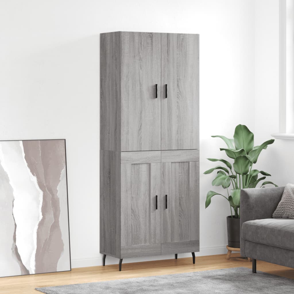 vidaXL Highboard Grey Sonoma 69,5x34x180 cm Engineered Wood
