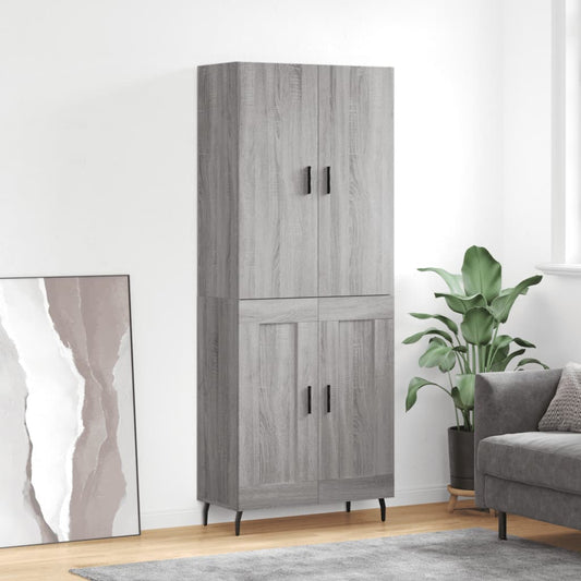 vidaXL Highboard Grey Sonoma 69,5x34x180 cm Engineered Wood