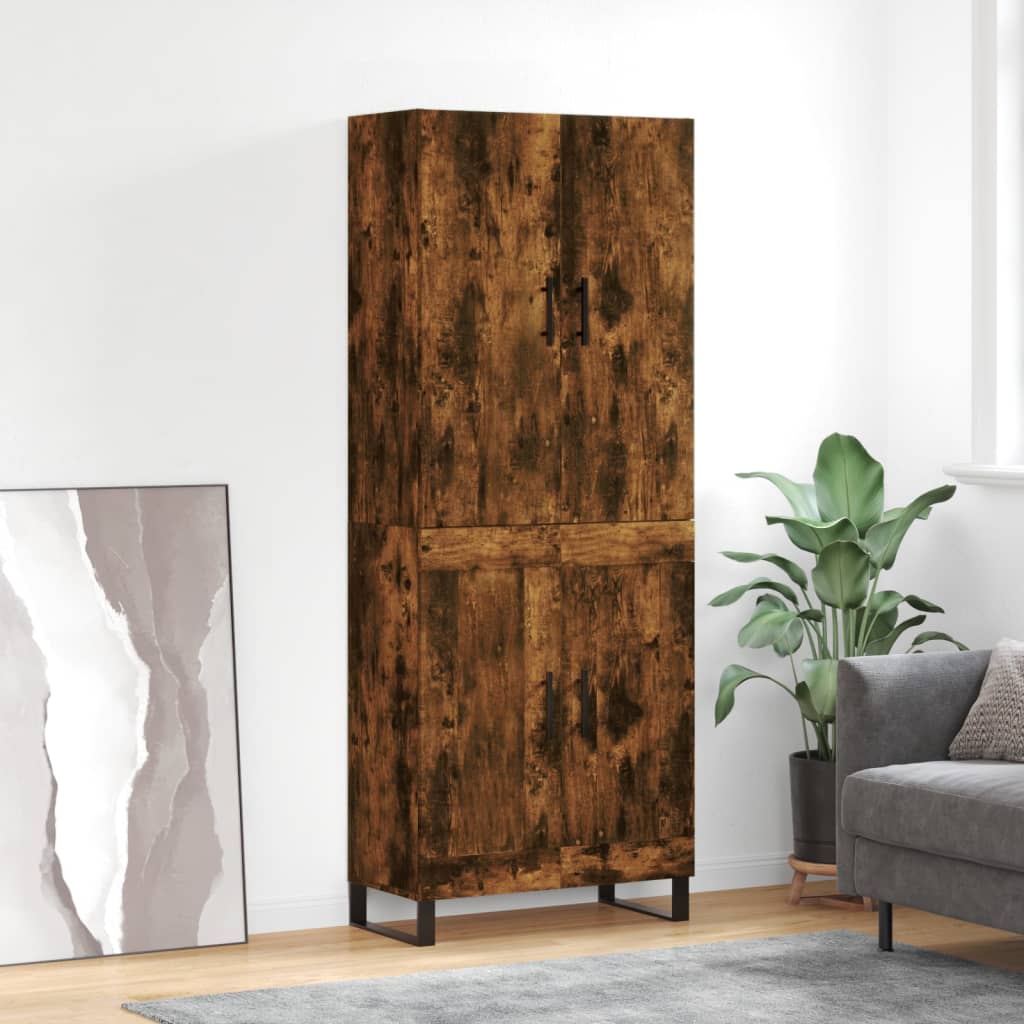 vidaXL Highboard Smoked Oak 69,5x34x180 cm Engineered Wood