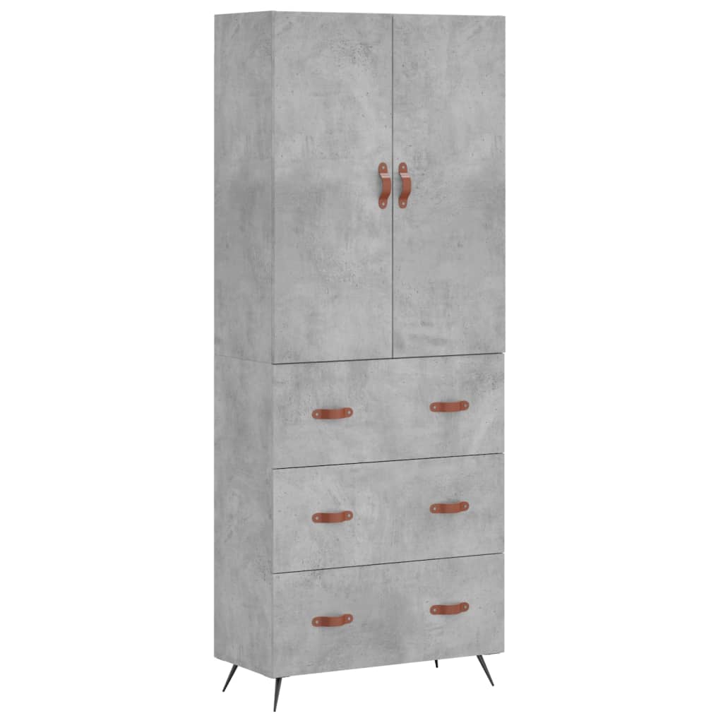 vidaXL Highboard Concrete Grey 69.5x34x180 cm Engineered Wood