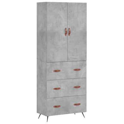 vidaXL Highboard Concrete Grey 69.5x34x180 cm Engineered Wood