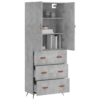 vidaXL Highboard Concrete Grey 69,5x34x180 cm Engineered Wood