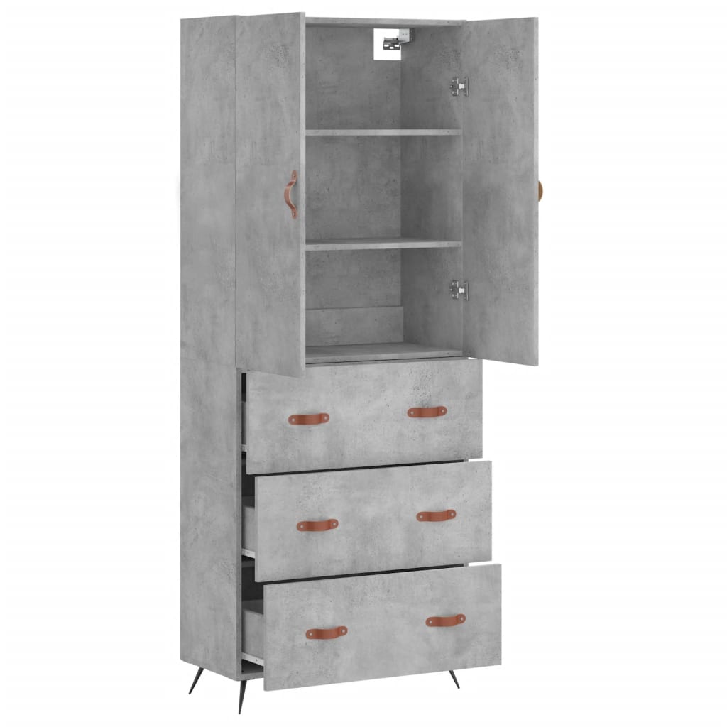vidaXL Highboard Concrete Grey 69,5x34x180 cm Engineered Wood