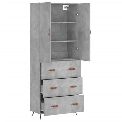 vidaXL Highboard Concrete Grey 69,5x34x180 cm Engineered Wood